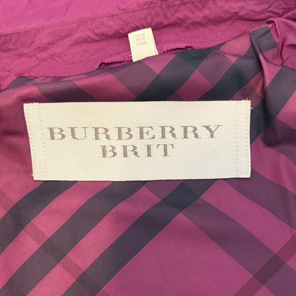 Burberry Brit Fuchsia Hooded Rain Jacket Women’s Size 6 Lightweight - Picture 2 of 11